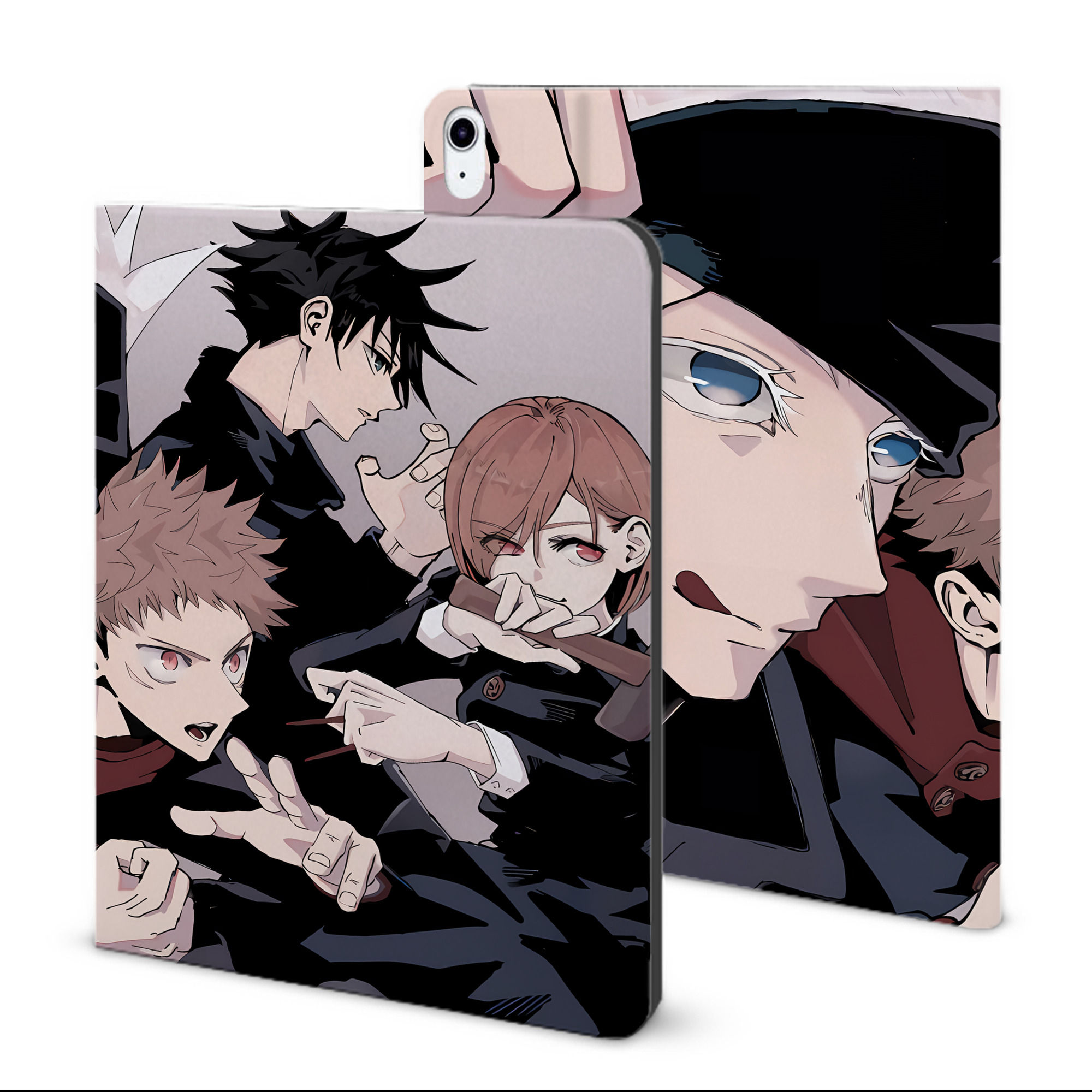 （画像用） 呪術廻戦 Jujutsu Kaisen IPad ケース ブック型 PUレザー TPU 耐衝撃 軽量 薄型 ペン収納なし 全面保護 IPad 各モデル対応